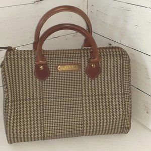 Vtg Ralph Lauren Polo Speedy Purse Bag Plaid Houndstooth Doctor Boston Brown Tan